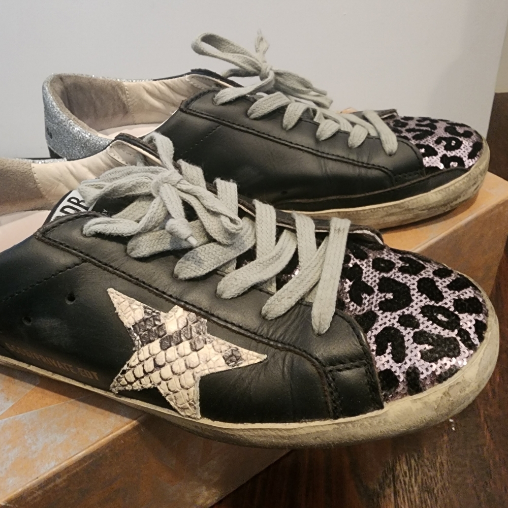 Golden Goose Limited Edition Black Leather Superstar Sneakers
